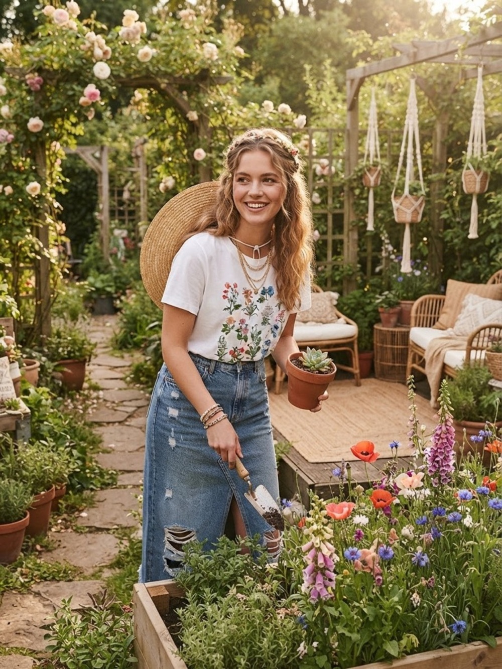 Scotch & Soda Wildflower Botanical Graphic White Tee XXL